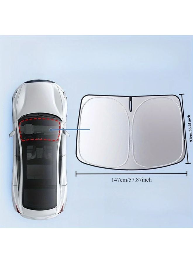 Tesla Model Y ستارة ظل الشمس تيتانيوم فضي واقي أمامي من الحرارة 57.87 × 36.61 بوصة - Image 3